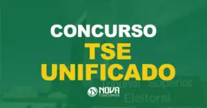 Prédio do Tribunal Superior Eleitoral em Brasília com texto sobre a imagem Concurso TSE Unificado