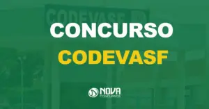 Retificação no concurso Codevasf altera remunueração. Fundo verde frente Codevasf