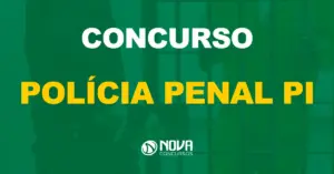 Policial penal em frente a uma cela com um detento preso / Texto sobre a imagem concurso Polícia Penal PI