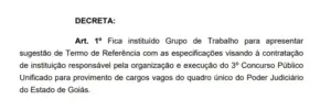 publicacao oficial comissao formada concurso TJ GO