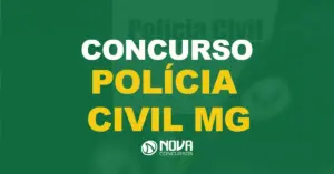 Foco na frase "Polícia Civil em defesa de quem precisar" com texto sobre a imagem Concurso Polícia Civil MG