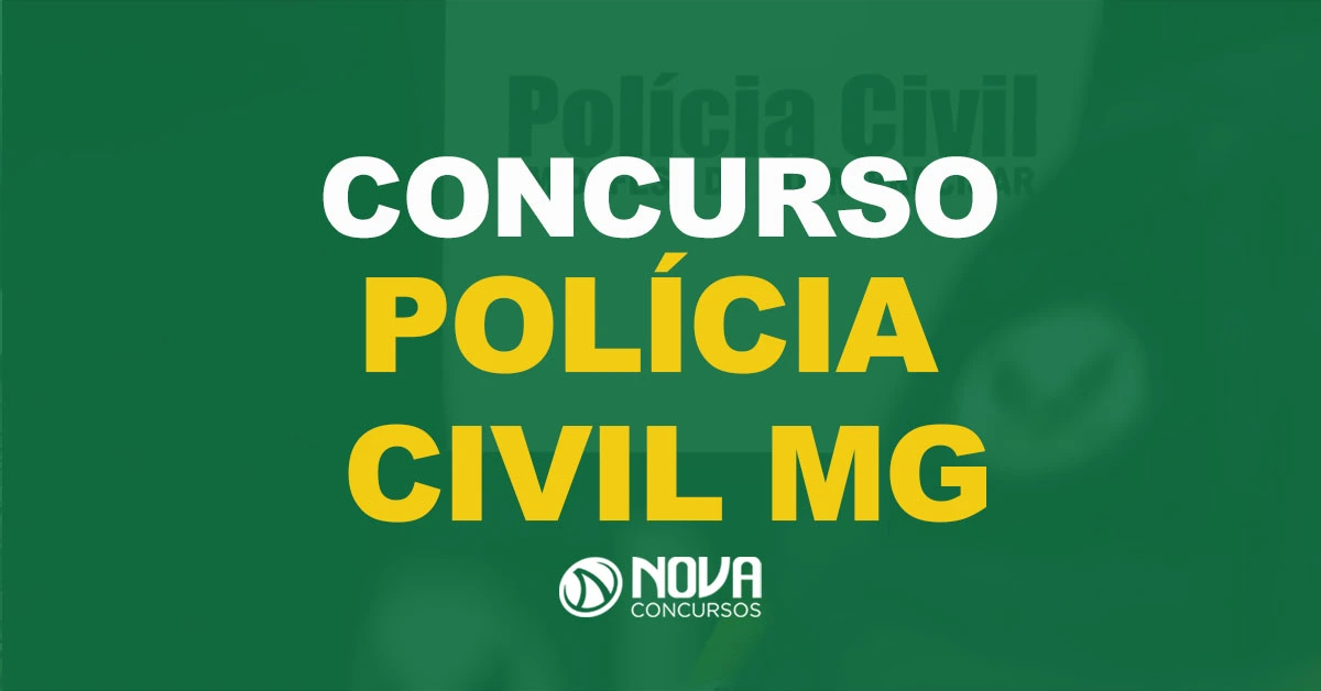 Foco na frase "Polícia Civil em defesa de quem precisar" com texto sobre a imagem Concurso Polícia Civil MG