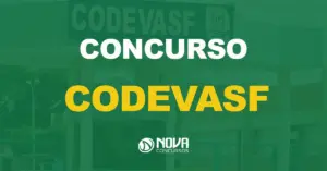 Fachada e portaria da Codevasf com texto sobre a imagem Concurso Codevasf