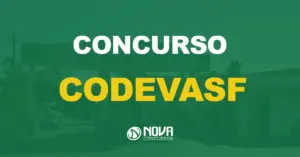 Fachada e portaria da Codevasf com texto sobre a imagem Concurso Codevasf