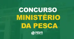 Fachada do edifício "Ministério da Pesca e Aquicultura" com texto sobre a imagem Concurso Ministério da Pesca