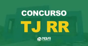 Prédio azul moderno com a inscrição "Estado de Roraima Tribunal de Justiça" no topo com texto sobre a imagem Concurso TJ RR