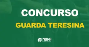 Guarda de Teresina: Edital com oferta de 100 vagas até setembro? Fundo verde, vários oliciais em pé fardados com arma.