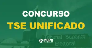 fachada do tribunal superior eleitoral com texto sobre a imagem escrito concurso TSE unificado