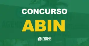 Placa da Agência Brasileira de Inteligência em destaque com texto sobre a imagem Concurso Abin