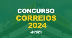 Fachada de uma das agências dos Correios espalhadas pelo Brasil com texto sobre a imagem Concurso Correios 2024