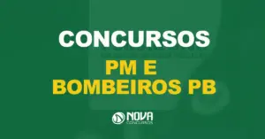 Escrita "Polícia Civil em defesa de quem precisar" em destaque com texto sobre a imagem Concursos PM e Bombeiros PB