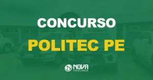 Veículos estacionados em frente ao IML, parte da Secretaria de Defesa Social com texto sobre a imagem Concurso Politec PE