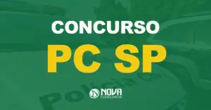 Viaturas da Polícia Civil do estado de São Paulo com texto sobre a imagem Concurso PC SP