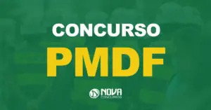 Policiais militares durante turno de serviço no Distrito Federal com texto sobre a imagem Concurso PMDF