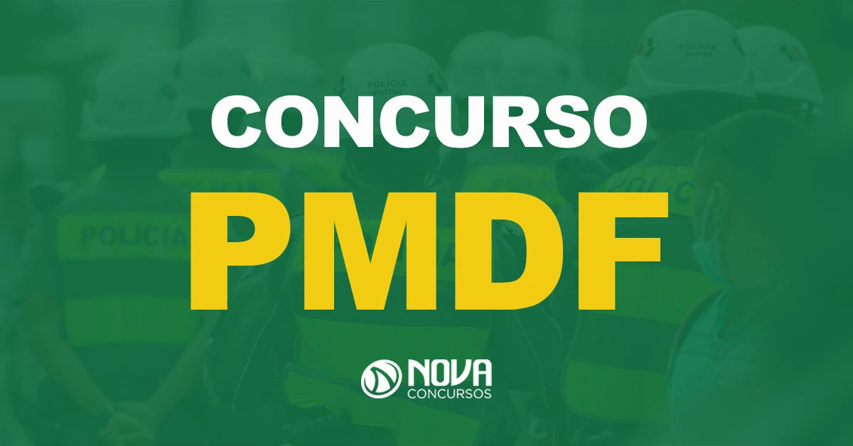 Policiais militares durante turno de serviço no Distrito Federal com texto sobre a imagem Concurso PMDF