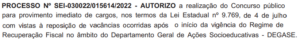 autorizacao concurso degase RJ