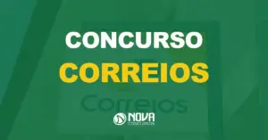 placa de metal com logo dos correios e texto sobre a imagem escrito concurso correios