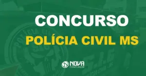 Polícia Civil MS: diretor confirma edital em 2024 com 400 vagas! Fundo verde, carro preto da Polícia Civil.