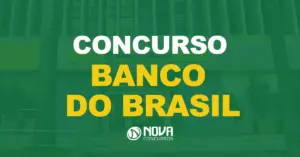 Fachada de uma Agência do Banco do Brasil com texto sobre a imagem Concurso Banco do Brasil