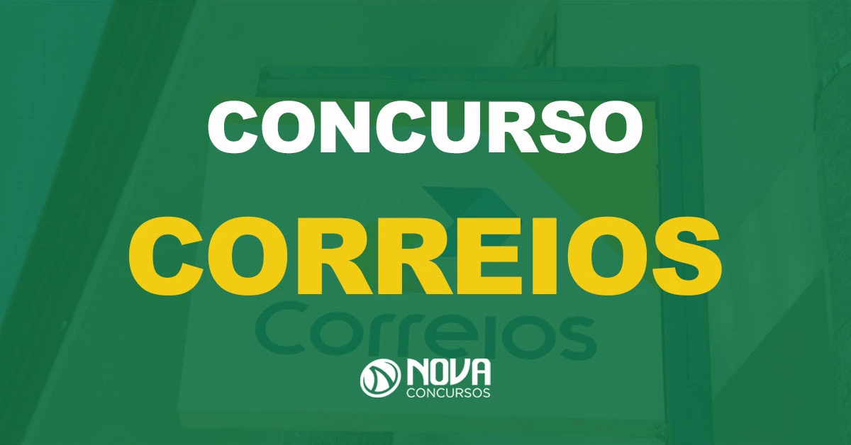 Placa de metal com logo dos Correioscom texto sobre a imagem escrito Concurso Correios