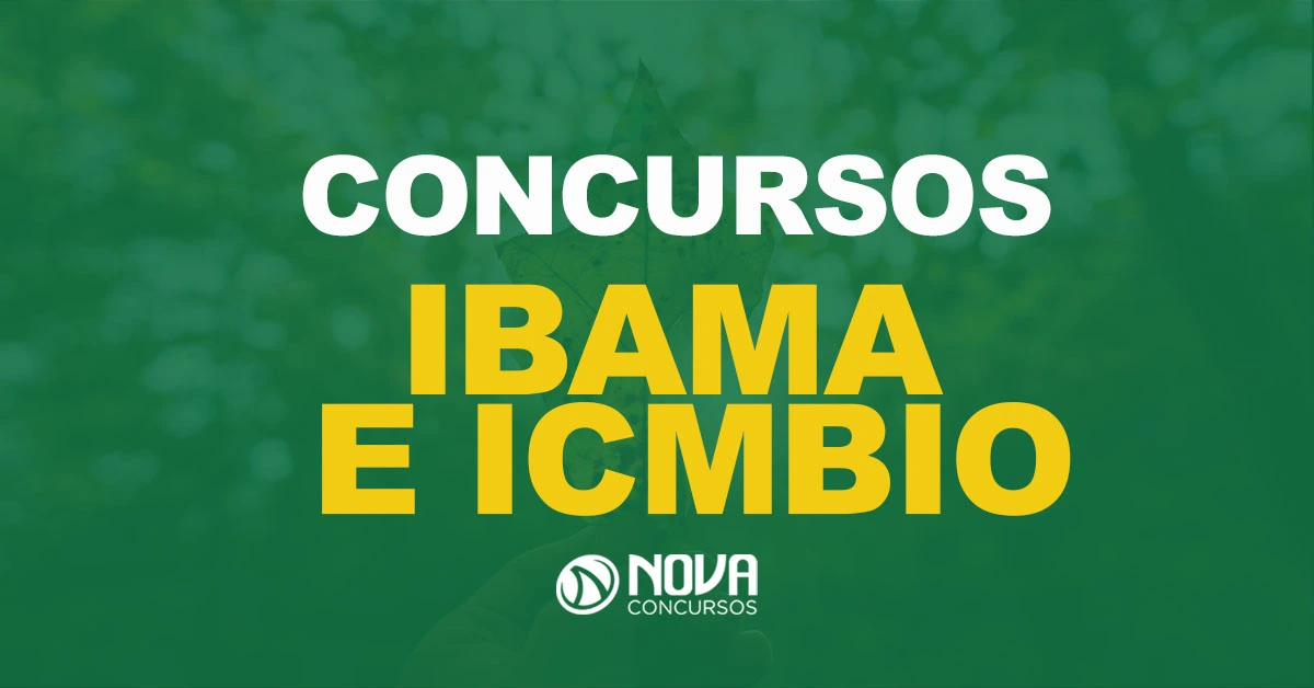 Mão segurando uma folha de outono em frente ao sol, com foco na luz com texto sobre a imagem Concursos Ibama e ICMBio