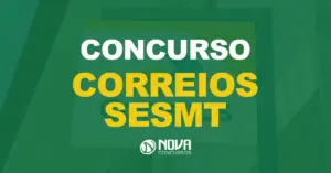 Placa de metal com logo dos Correioscom texto sobre a imagem escrito Concurso Correios