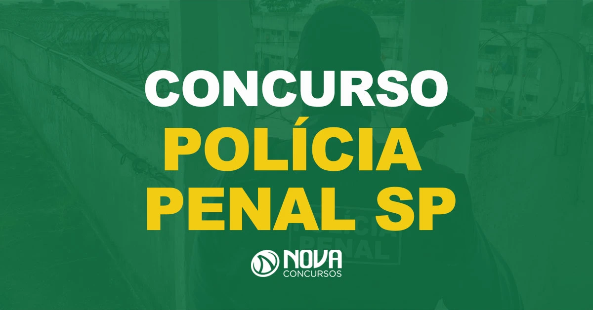 Agente da Polícia Penal observando uma área de um complexo penitenciário com texto sobre a imagem Concurso Polícia Penal SP