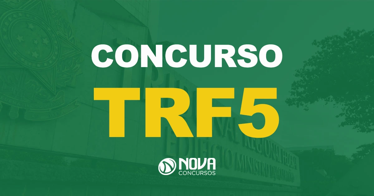 Fachada do Tribunal Regional Federal da 5ª Região, em Recife. Texto sobre a imagem Concurso TRF5