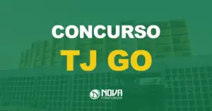 fachada do tribunal de justiça do estado de goiás com texto sobre a imagem escrito concurso tj go