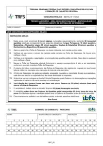 trf 5 regiao tecnico judiciario desenvolvimento de sistemas da informacao prova pdf