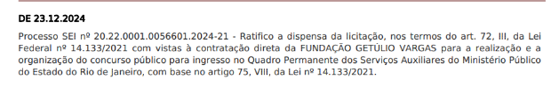 FGV será a banca do Concurso MP RJ.