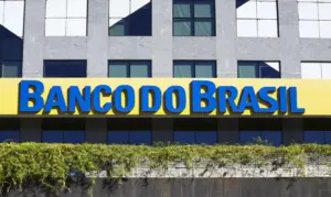 prédio concurso banco do brasil, placa amarelo e azul