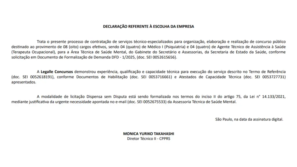 Concurso SES SP - Banca definida