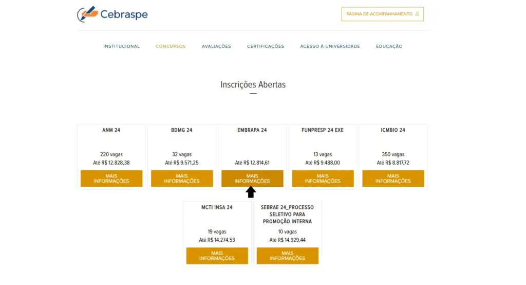 1º passo para a inscrição do Concurso Embrapa.