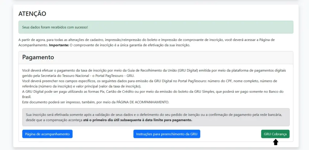 14º passo para a inscrição do Concurso Embrapa.