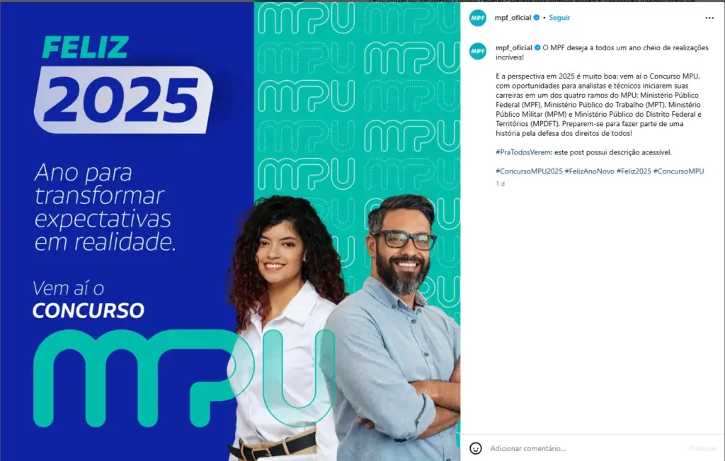 Publicação sobre o Concurso MPU.