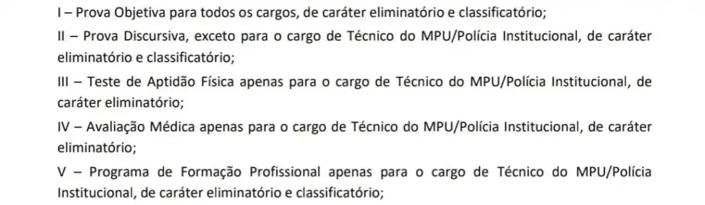 Organização das provas para o concurso MPU