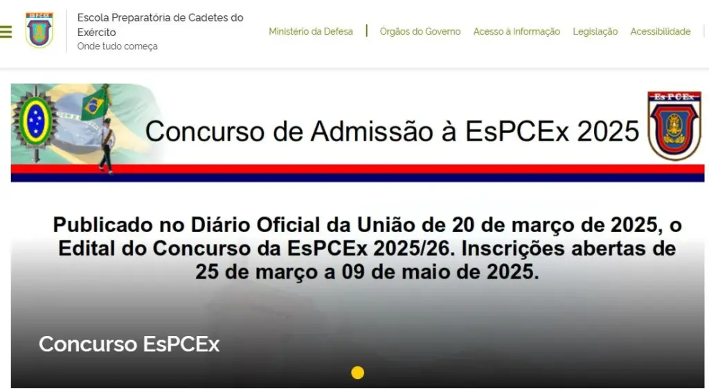 Página oficial da EsPCex / EsPCex inscrição 2026