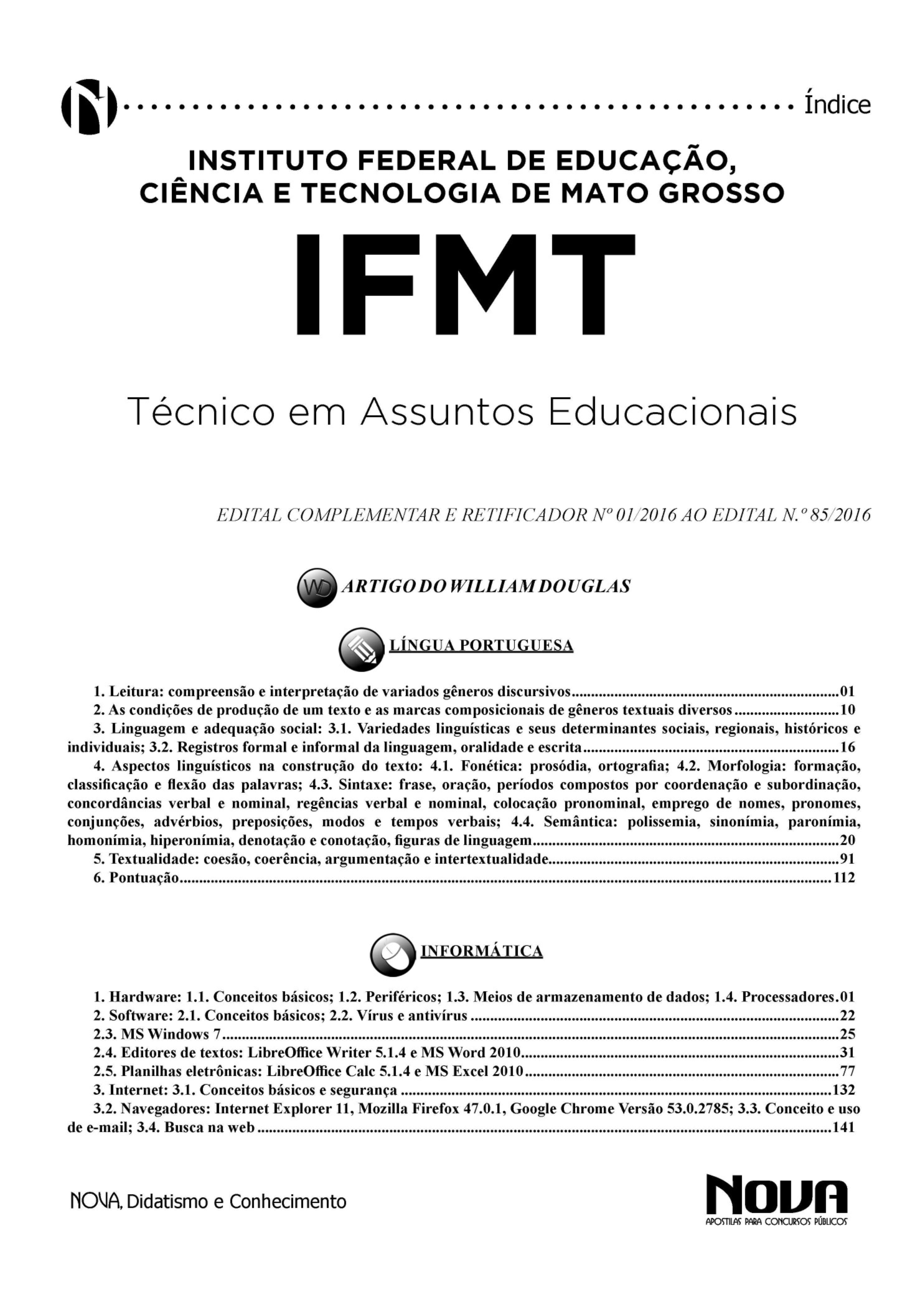 Apostila IFMT - Técnico em Assuntos Educacionais | Apostila Impressa